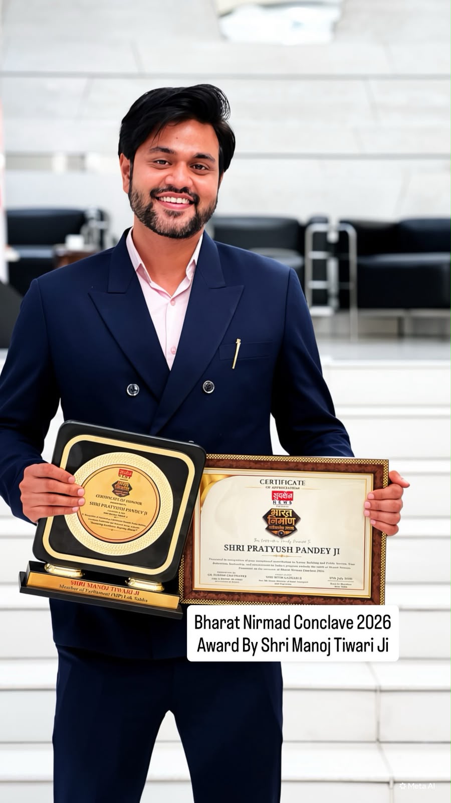 Pratyush Pandey, Founder of Brandstrial, receiving the Bharat Nirman Conclave 2026 award